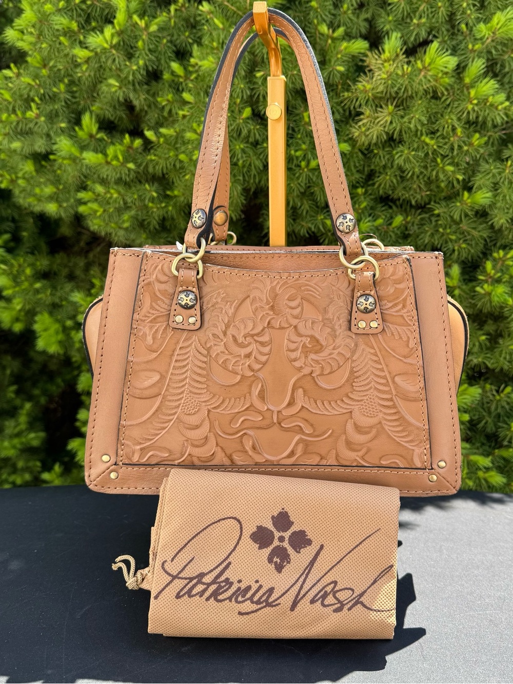 Patricia Nash Embossed Leather Satchel in Tan NWT
